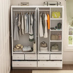 Armoire de chambre avec miroir, blanc, style moderne, simple