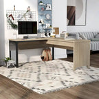 Bureau d'angle industriel à plateau relevable en chêne naturel avec cadre en fer, 65 po