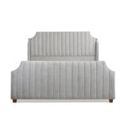 Cadre de lit King Channel Tufted Winged Panel, Blanc / Gris Argent, Transitionnel, Pour 2