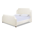 Cadre de lit King Channel Tufted Winged Panel, Blanc / Gris Argent, Transitionnel, Pour 2