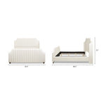 Cadre de lit King Channel Tufted Winged Panel, Blanc / Gris Argent, Transitionnel, Pour 2