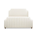 Cadre de lit King Channel Tufted Winged Panel, Blanc / Gris Argent, Transitionnel, Pour 2