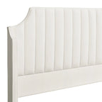 Cadre de lit King Channel Tufted Winged Panel, Blanc / Gris Argent, Transitionnel, Pour 2