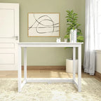 Bureau moderne, gris / bleu / blanc / naturel / argile, pieds en bois massif, simple