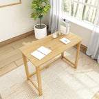 Bureau moderne, gris / bleu / blanc / naturel / argile, pieds en bois massif, simple