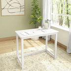 Bureau moderne, gris / bleu / blanc / naturel / argile, pieds en bois massif, simple