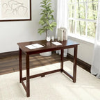 Bureau moderne, gris / bleu / blanc / naturel / argile, pieds en bois massif, simple