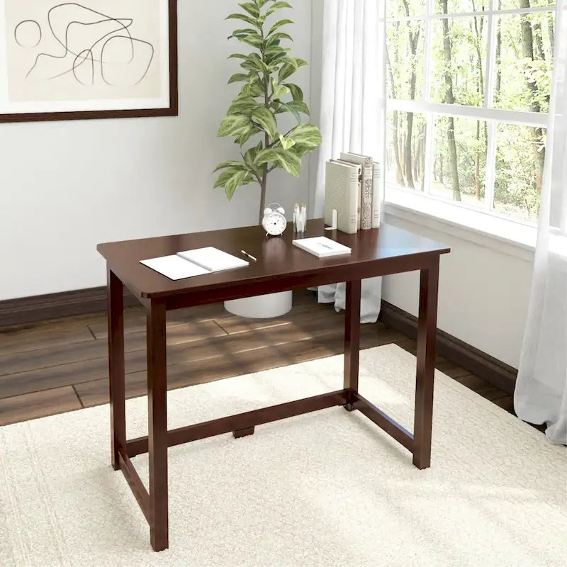 Bureau moderne, gris / bleu / blanc / naturel / argile, pieds en bois massif, simple