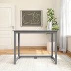 Bureau moderne, gris / bleu / blanc / naturel / argile, pieds en bois massif, simple