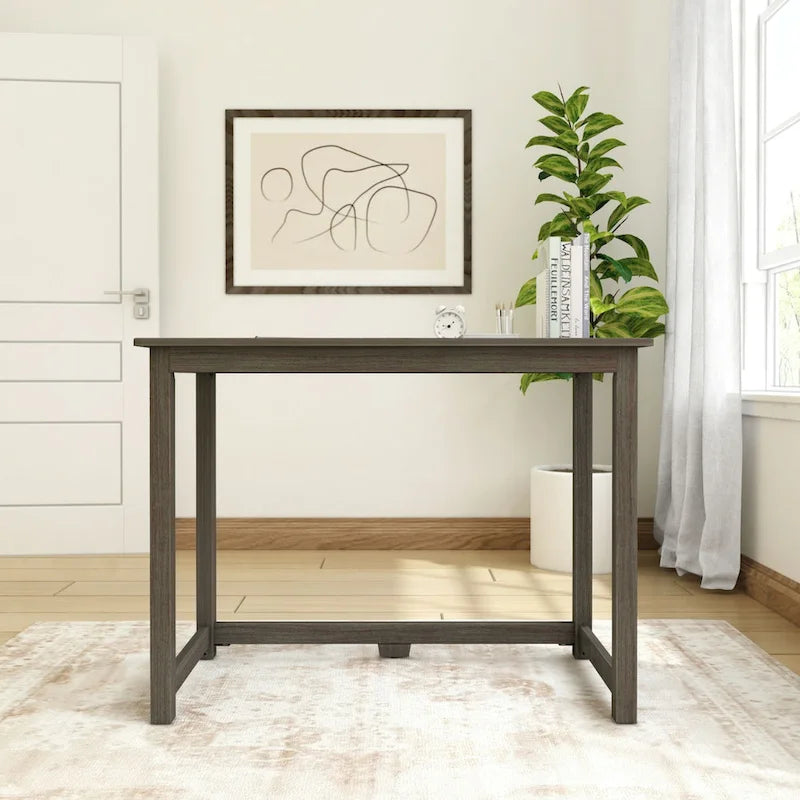 Bureau moderne, gris / bleu / blanc / naturel / argile, pieds en bois massif, simple