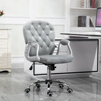 Chaise de bureau pivotante mi-dossier en velours touffeté gris/noir/beige/blanc/rose avec dossier en cristal et accoudoirs réglables, simple