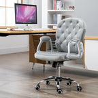 Chaise de bureau pivotante mi-dossier en velours touffeté gris/noir/beige/blanc/rose avec dossier en cristal et accoudoirs réglables, simple