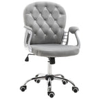 Chaise de bureau pivotante mi-dossier en velours touffeté gris/noir/beige/blanc/rose avec dossier en cristal et accoudoirs réglables, simple