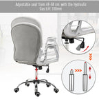 Chaise de bureau pivotante mi-dossier en velours touffeté gris/noir/beige/blanc/rose avec dossier en cristal et accoudoirs réglables, simple