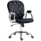 Chaise de bureau pivotante mi-dossier en velours touffeté gris/noir/beige/blanc/rose avec dossier en cristal et accoudoirs réglables, simple
