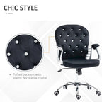 Chaise de bureau pivotante mi-dossier en velours touffeté gris/noir/beige/blanc/rose avec dossier en cristal et accoudoirs réglables, simple