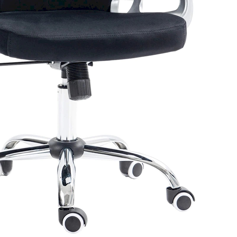 Chaise de bureau pivotante mi-dossier en velours touffeté gris/noir/beige/blanc/rose avec dossier en cristal et accoudoirs réglables, simple