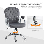 Chaise de bureau pivotante mi-dossier en velours touffeté gris/noir/beige/blanc/rose avec dossier en cristal et accoudoirs réglables, simple