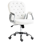 Chaise de bureau pivotante mi-dossier en velours touffeté gris/noir/beige/blanc/rose avec dossier en cristal et accoudoirs réglables, simple