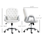 Chaise de bureau pivotante mi-dossier en velours touffeté gris/noir/beige/blanc/rose avec dossier en cristal et accoudoirs réglables, simple