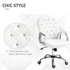 Chaise de bureau pivotante mi-dossier en velours touffeté gris/noir/beige/blanc/rose avec dossier en cristal et accoudoirs réglables, simple