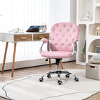 Chaise de bureau pivotante mi-dossier en velours touffeté gris/noir/beige/blanc/rose avec dossier en cristal et accoudoirs réglables, simple