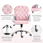 Chaise de bureau pivotante mi-dossier en velours touffeté gris/noir/beige/blanc/rose avec dossier en cristal et accoudoirs réglables, simple