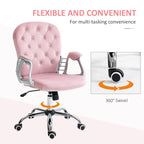 Chaise de bureau pivotante mi-dossier en velours touffeté gris/noir/beige/blanc/rose avec dossier en cristal et accoudoirs réglables, simple