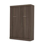 Lit escamotable Murphy complet avec rangement, blanc / antigua / gris écorce, contemporain, pour 1-2 personnes