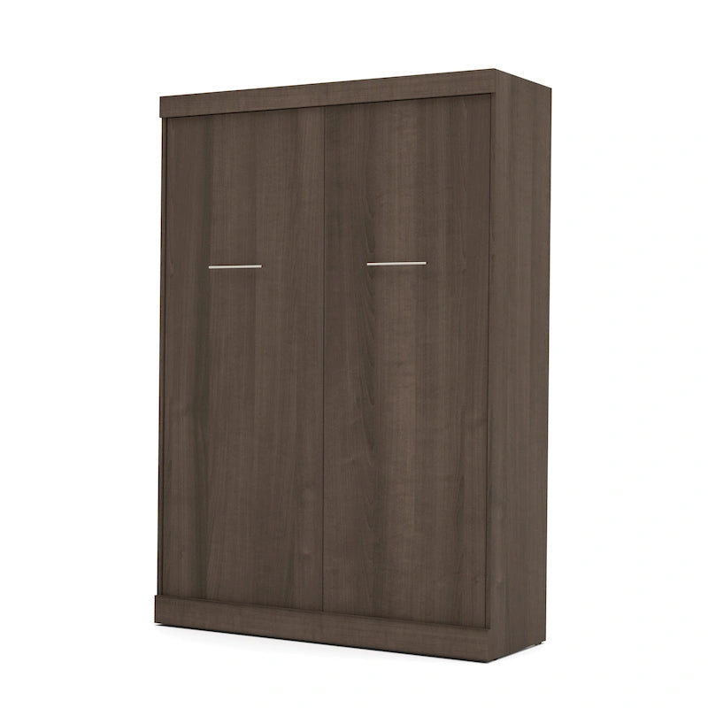 Full Murphy Wall Bed with Storage, White / Antigua / Bark Grey, Contemporary, For 1-2