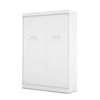 Lit escamotable Murphy complet avec rangement, blanc / antigua / gris écorce, contemporain, pour 1-2 personnes