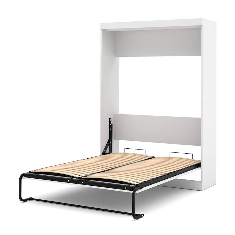 Lit escamotable Murphy complet avec rangement, blanc / antigua / gris écorce, contemporain, pour 1-2 personnes