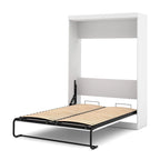 Lit escamotable Murphy complet avec rangement, blanc / antigua / gris écorce, contemporain, pour 1-2 personnes