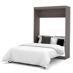 Lit escamotable Murphy complet avec rangement, blanc / antigua / gris écorce, contemporain, pour 1-2 personnes