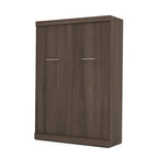Lit escamotable Murphy complet avec rangement, blanc / antigua / gris écorce, contemporain, pour 1-2 personnes