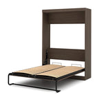 Lit escamotable Murphy complet avec rangement, blanc / antigua / gris écorce, contemporain, pour 1-2 personnes
