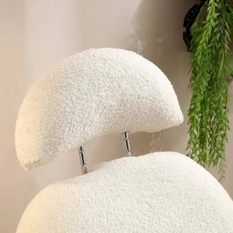 Fauteuil à bascule et planeur avec base en métal doré et appui-tête réglable en tissu Sherpa artificiel beige/rose/gris, modèle unique