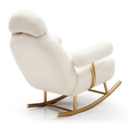 Fauteuil à bascule et planeur avec base en métal doré et appui-tête réglable en tissu Sherpa artificiel beige/rose/gris, modèle unique