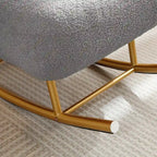 Fauteuil à bascule et planeur avec base en métal doré et appui-tête réglable en tissu Sherpa artificiel beige/rose/gris, modèle unique