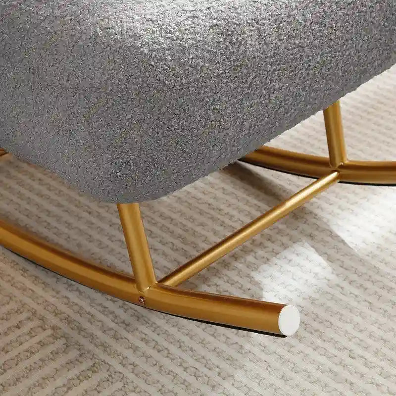 Fauteuil à bascule et planeur avec base en métal doré et appui-tête réglable en tissu Sherpa artificiel beige/rose/gris, modèle unique