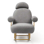 Fauteuil à bascule et planeur avec base en métal doré et appui-tête réglable en tissu Sherpa artificiel beige/rose/gris, modèle unique