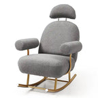 Fauteuil à bascule et planeur avec base en métal doré et appui-tête réglable en tissu Sherpa artificiel beige/rose/gris, modèle unique