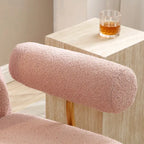 Fauteuil à bascule et planeur avec base en métal doré et appui-tête réglable en tissu Sherpa artificiel beige/rose/gris, modèle unique