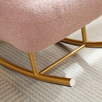 Fauteuil à bascule et planeur avec base en métal doré et appui-tête réglable en tissu Sherpa artificiel beige/rose/gris, modèle unique
