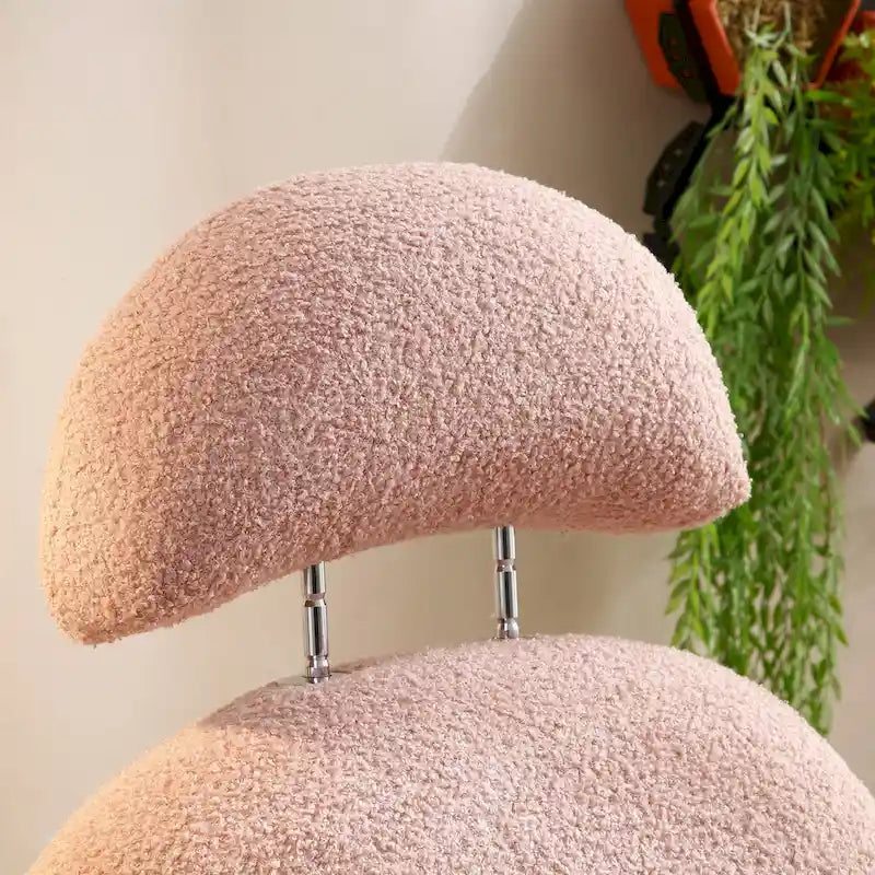Fauteuil à bascule et planeur avec base en métal doré et appui-tête réglable en tissu Sherpa artificiel beige/rose/gris, modèle unique