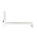 Lit plate-forme Twin XL moderne du milieu du siècle avec pied de lit et station de charge, blanc, simple