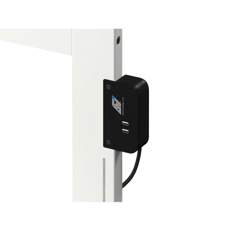 Lit plate-forme Twin XL moderne du milieu du siècle avec pied de lit et station de charge, blanc, simple