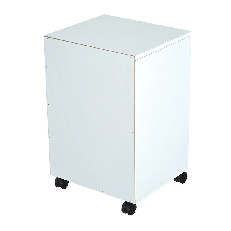 Meuble Imprimante Roulant Blanc avec Étagère Ouverte, Tiroir et Placard, 4 Roulettes