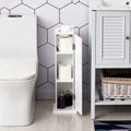 Meuble de rangement vertical de salle de bain blanc mat avec 3 étagères et ouverture supérieure pour mouchoirs