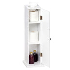 Meuble de rangement vertical de salle de bain blanc mat avec 3 étagères et ouverture supérieure pour mouchoirs
